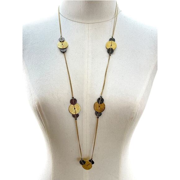 VCLM Goldtone Silvertone Necklace 36-40 Inches Circle Lobster Clasp - Picture 2 of 7